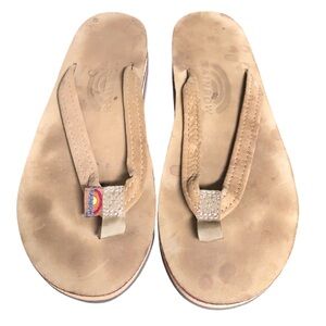Rainbow Double Layer Narrow Strap Tan‎ Sandals